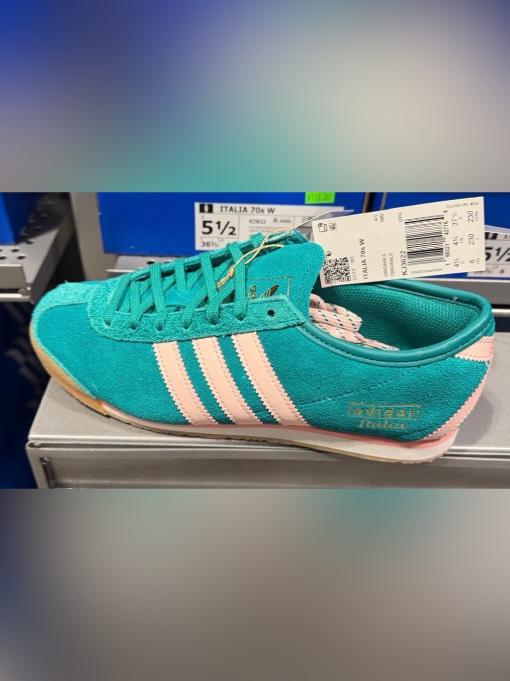 adidas Italia 70s W Teal and Pink Suede Sneaker